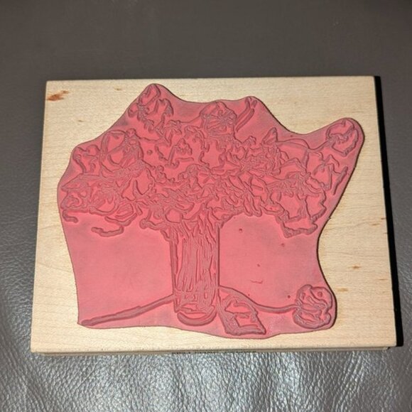 Stamps Happen Rubber Wood Mounted Patricia Giggs Sweet Peas Vase Flowers Stamp - Picture 5 of 6